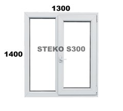 Металлопластиковое окно Steko S300 - 1300*1400 поворотно откидное, 2 стекла