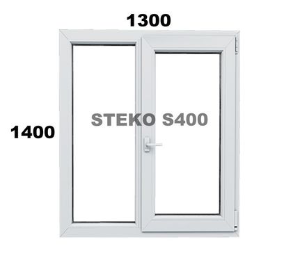 Металлопластиковое окно Steko S400 - 1300*1400 поворотно откидное 2 стекла
