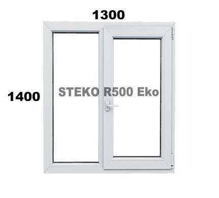 Металлопластиковое окно Steko R500 Eko - 1300*1400 поворотно откидное 2 стекла