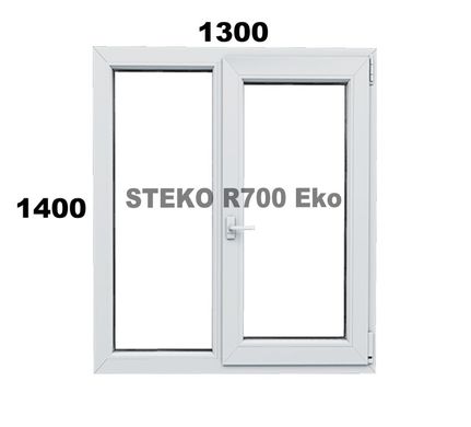 Металлопластиковое окно Steko Reiner R700 Eko - 1300*1400 поворотно откидное, 2 стекла