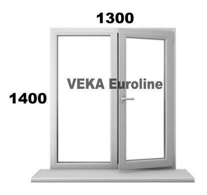 Пластикове вікно Veka Euroline, розмір 1300*1400, 2 стекла
