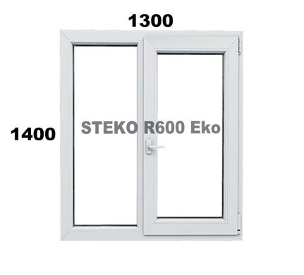 Металлопластиковое окно Steko R600 Eko - 1300*1400 поворотно откидное, 2 стекла