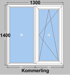Окно двустворчатое в квартиру: профиль Kommerling 70ST Plus